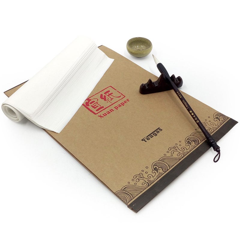 Teagas Chinese Calligraphy Brush Ink Writing Sumi Paper/Xuan Paper/Rice Paper for Chinese Calligraphy Brush Writing Sumi Set, 14 x 10 Inch - Image 4